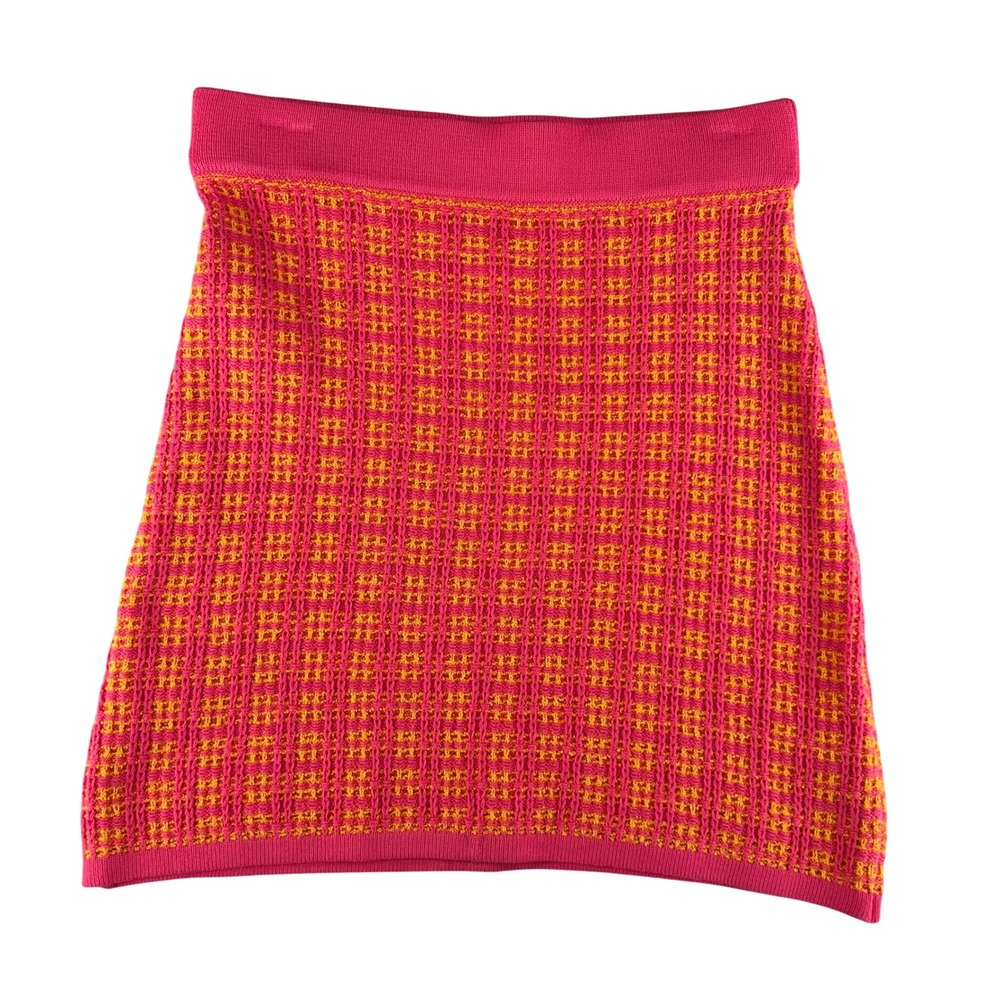 Free Assembly Womens Pink Orange Tweed Knit Mini Skirt Medium‎ NWT Barbiecore